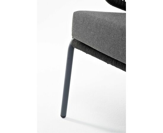 "Милан" диван 3-местный плетеный из роупа, каркас алюминий темно-серый (RAL7024) муар, роуп темно-серый круглый, ткань темно-серая 027, изображение 11 | Интернет магазин мебели и декора LifeDekor