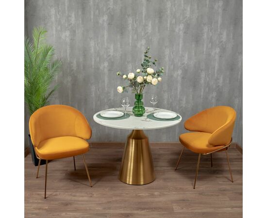 Стул-полукресло Emil кремовый с золотыми ножками, изображение 10 | Интернет магазин мебели и декора LifeDekor