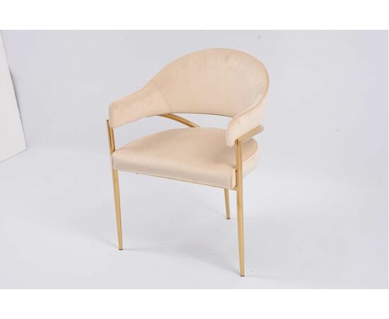 Стул обеденный Модена MC886-BG-2, 59х61х79 см, бежевый/глянцевое золото, изображение 3 | Интернет магазин мебели и декора LifeDekor