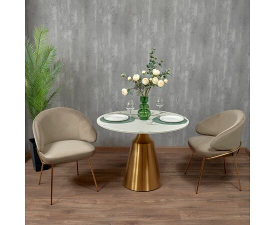 Стул-полукресло Emil кремовый с золотыми ножками, изображение 11 | Интернет магазин мебели и декора LifeDekor