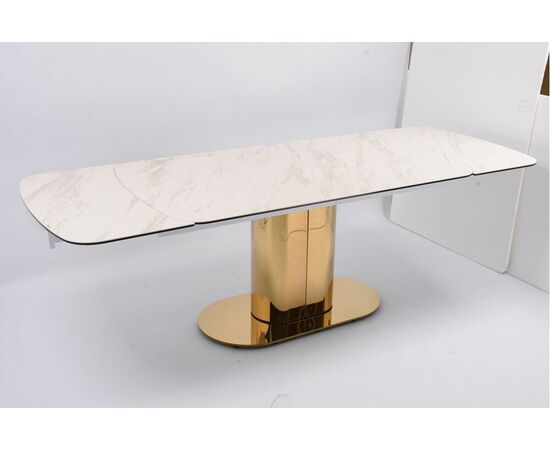 Стол обеденный раскладной Моника MC3034-160W, 160(41+41)х90х77 см, белая керамика, изображение 2 | Интернет магазин мебели и декора LifeDekor