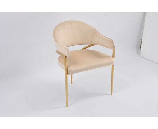 Стул обеденный Модена MC886-BG-2, 59х61х79 см, бежевый/глянцевое золото | Интернет магазин мебели и декора LifeDekor