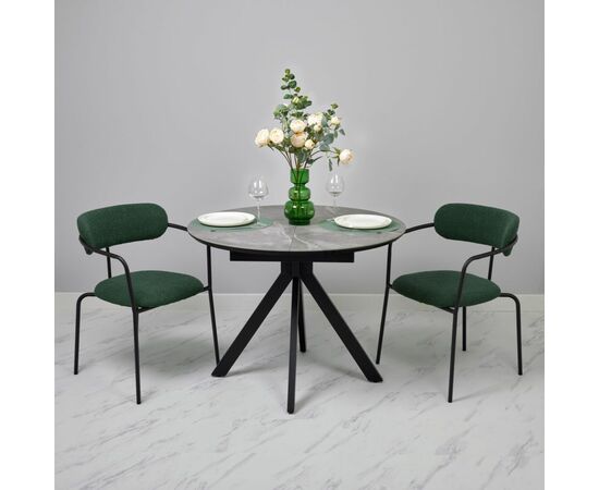 Стол Rudolf круглый раскладной 100-130x100x75см, серый керамогранит, черный, изображение 12 | Интернет магазин мебели и декора LifeDekor