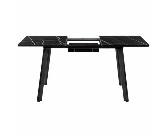 Стол Dublin раскладной 120-160х80х75 чёрный мрамор с чёрными ножками, изображение 6 | Интернет магазин мебели и декора LifeDekor