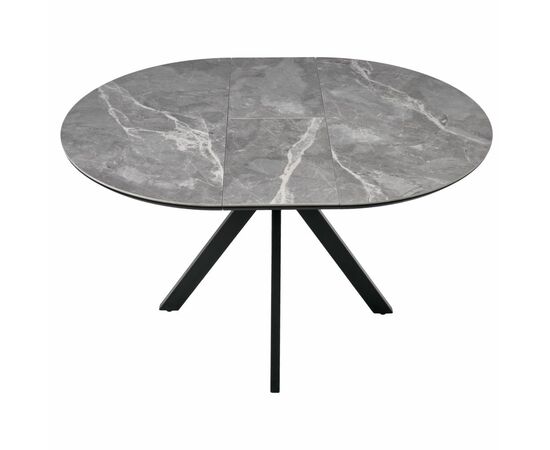 Стол Rudolf круглый раскладной 100-130x100x75см, серый керамогранит, черный, изображение 8 | Интернет магазин мебели и декора LifeDekor