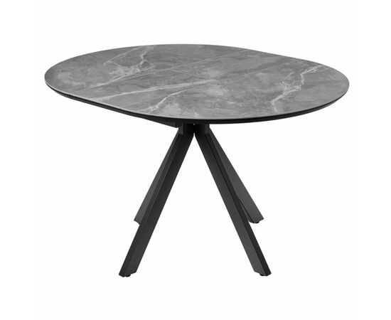 Стол Rudolf круглый раскладной 100-130x100x75см, серый керамогранит, черный, изображение 5 | Интернет магазин мебели и декора LifeDekor