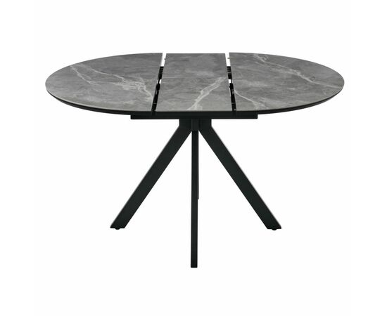 Стол Rudolf круглый раскладной 100-130x100x75см, серый керамогранит, черный, изображение 4 | Интернет магазин мебели и декора LifeDekor