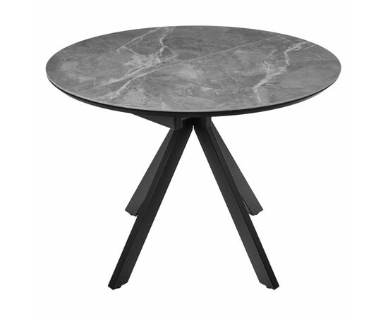 Стол Rudolf круглый раскладной 100-130x100x75см, серый керамогранит, черный | Интернет магазин мебели и декора LifeDekor