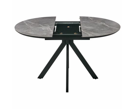 Стол Rudolf круглый раскладной 100-130x100x75см, серый керамогранит, черный, изображение 3 | Интернет магазин мебели и декора LifeDekor