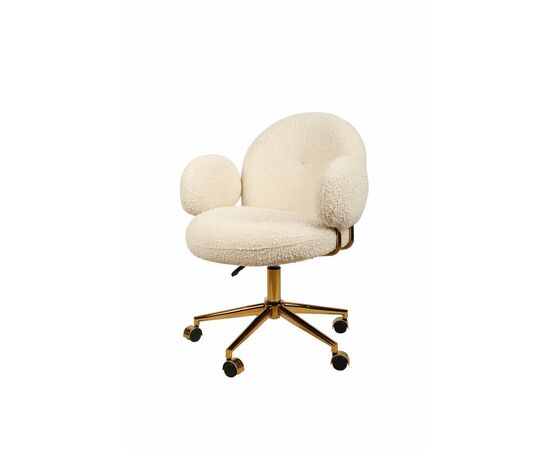 Кресло офисное Клауд-2 DR-1252-A-OF, 65х63х89, ткань букле белый/золотые ноги, изображение 2 | Интернет магазин мебели и декора LifeDekor