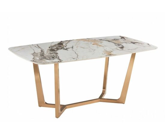 Стол обеденный Ланс Мат DT-2852,140х80х75 см, белый мрамор/матовое золото | Интернет магазин мебели и декора LifeDekor