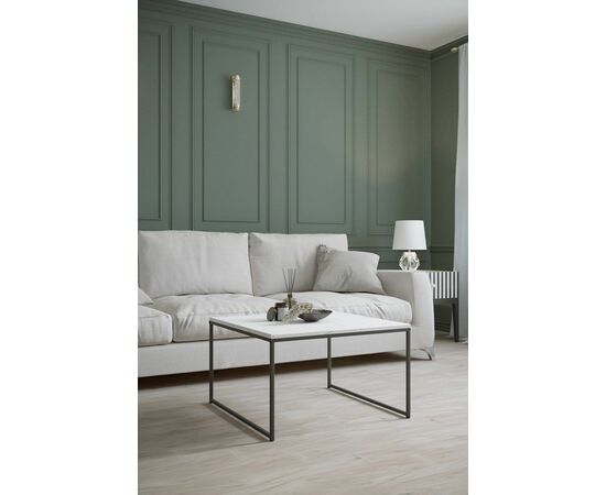 Стол журнальный Овер белый мрамор/черный | Интернет магазин мебели и декора LifeDekor