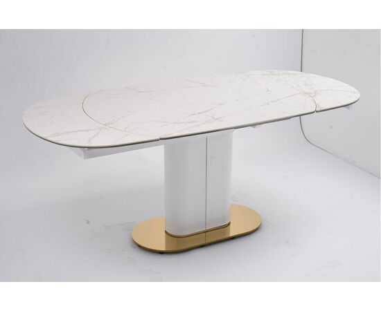 Стол обеденный раскладной Атриум-2 MC3035-120W, 120(30+30)х90х77 см, белая керамика, изображение 3 | Интернет магазин мебели и декора LifeDekor