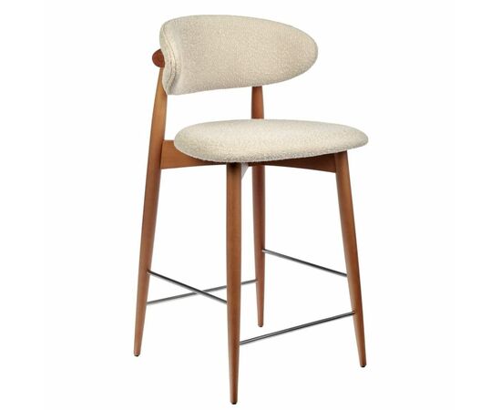 Стул полубарный Lucas латте букле с ножками цвета орех | Интернет магазин мебели и декора LifeDekor