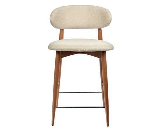 Стул полубарный Lucas латте букле с ножками цвета орех, изображение 3 | Интернет магазин мебели и декора LifeDekor