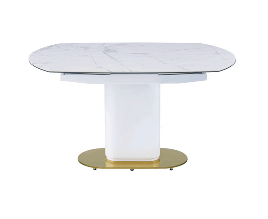 Стол обеденный раскладной Атриум-2 MC3035-120W, 120(30+30)х90х77 см, белая керамика, изображение 2 | Интернет магазин мебели и декора LifeDekor