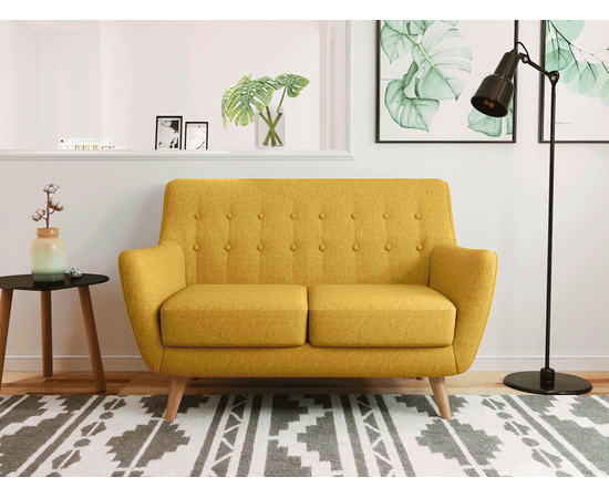 Диван Picasso двухместный горчичный, рогожка, изображение 3 | Интернет магазин мебели и декора LifeDekor