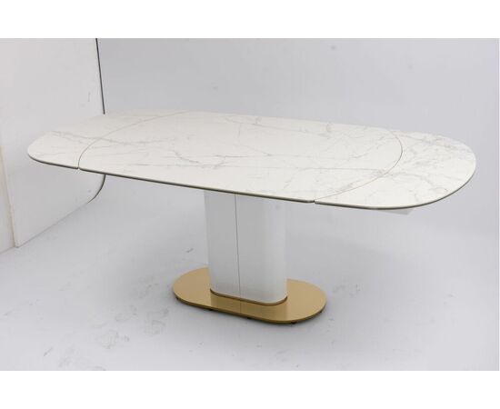 Стол обеденный раскладной Атриум-2 MC3035-140W, 140(30+30)х100х77 см, белая керамика | Интернет магазин мебели и декора LifeDekor