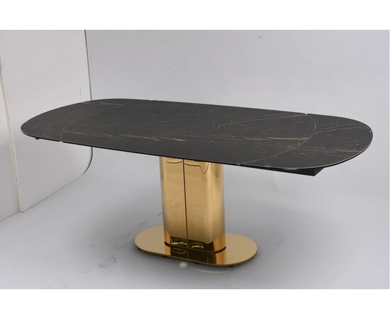 Стол обеденный раскладной Атриум-2 MC3035-140B, 140(30+30)х100х77 см, черная керамика, изображение 2 | Интернет магазин мебели и декора LifeDekor