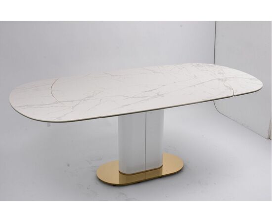 Стол обеденный раскладной Атриум-2 MC3035-140W, 140(30+30)х100х77 см, белая керамика, изображение 3 | Интернет магазин мебели и декора LifeDekor