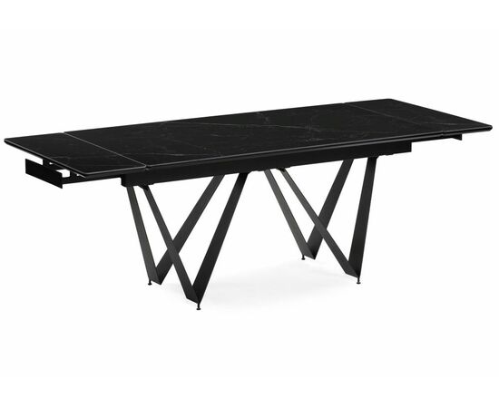 Стол стеклянный Марвин 160(220)х90х76 черный мрамор / черный | Интернет магазин мебели и декора LifeDekor