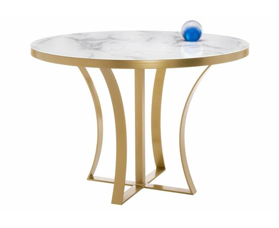 Стол стеклянный Нейтон золото / белый мрамор | Интернет магазин мебели и декора LifeDekor