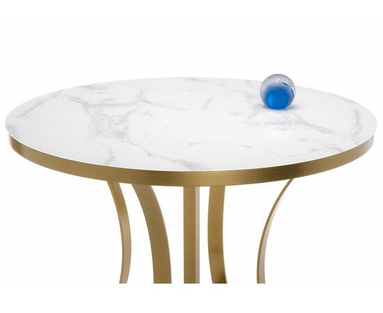 Стол стеклянный Нейтон золото / белый мрамор, изображение 2 | Интернет магазин мебели и декора LifeDekor