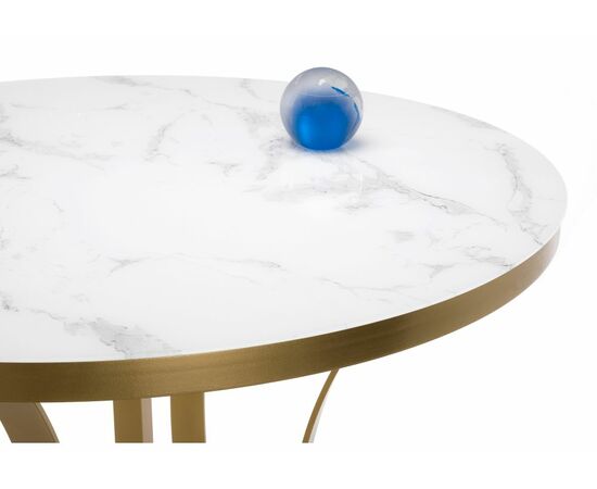 Стол стеклянный Нейтон золото / белый мрамор, изображение 3 | Интернет магазин мебели и декора LifeDekor