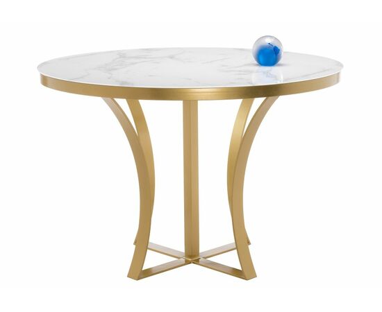 Стол стеклянный Нейтон золото / белый мрамор, изображение 5 | Интернет магазин мебели и декора LifeDekor