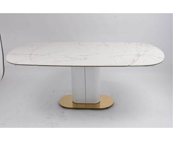 Стол обеденный раскладной Атриум-2 MC3035-140W, 140(30+30)х100х77 см, белая керамика, изображение 4 | Интернет магазин мебели и декора LifeDekor