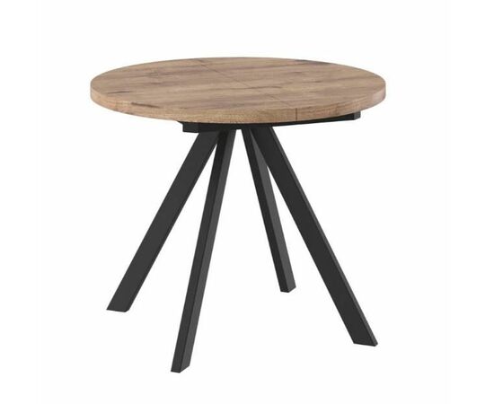 Стол круглый раздвижной "RONDO-90" (ДУБ ВЕЛИНГТОН/ЧЕРНЫЙ) 90/125 | Интернет магазин мебели и декора LifeDekor