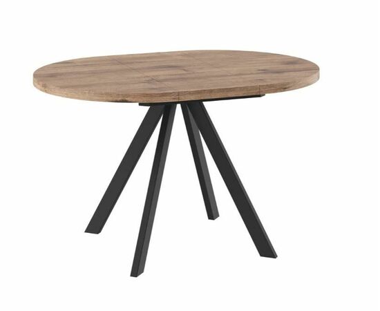 Стол круглый раздвижной "RONDO-90" (ДУБ ВЕЛИНГТОН/ЧЕРНЫЙ) 90/125, изображение 2 | Интернет магазин мебели и декора LifeDekor