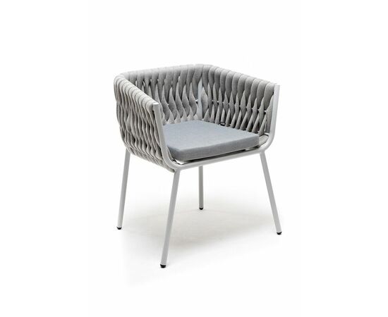 "Монако" стул плетеный из роупа, каркас алюминий светло-серый (RAL7035) муар, роуп светло-серый 40 мм, ткань светло-серая, изображение 2 | Интернет магазин мебели и декора LifeDekor