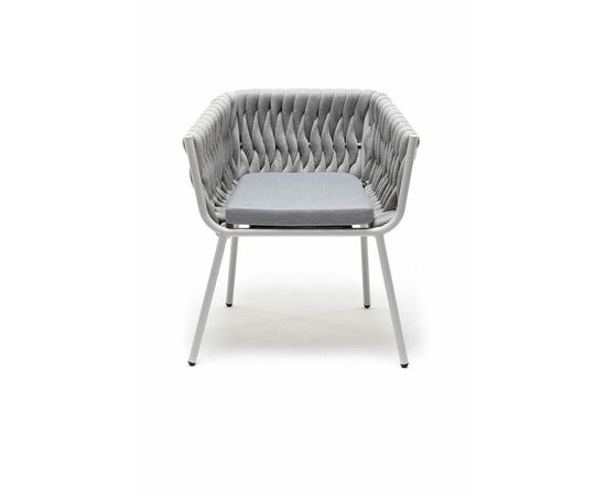 "Монако" стул плетеный из роупа, каркас алюминий светло-серый (RAL7035) муар, роуп светло-серый 40 мм, ткань светло-серая, изображение 3 | Интернет магазин мебели и декора LifeDekor