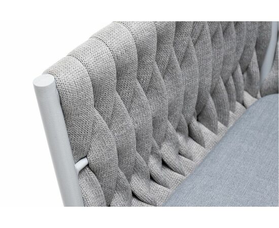 "Монако" стул плетеный из роупа, каркас алюминий светло-серый (RAL7035) муар, роуп светло-серый 40 мм, ткань светло-серая, изображение 4 | Интернет магазин мебели и декора LifeDekor