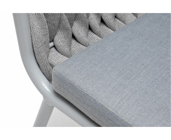 "Монако" стул плетеный из роупа, каркас алюминий светло-серый (RAL7035) муар, роуп светло-серый 40 мм, ткань светло-серая, изображение 5 | Интернет магазин мебели и декора LifeDekor