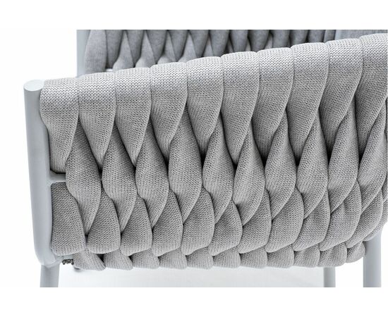 "Монако" стул плетеный из роупа, каркас алюминий светло-серый (RAL7035) муар, роуп светло-серый 40 мм, ткань светло-серая, изображение 7 | Интернет магазин мебели и декора LifeDekor