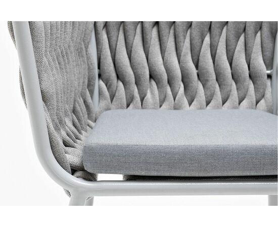 "Монако" стул плетеный из роупа, каркас алюминий светло-серый (RAL7035) муар, роуп светло-серый 40 мм, ткань светло-серая, изображение 10 | Интернет магазин мебели и декора LifeDekor