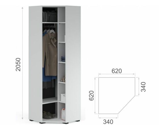 Прихожая «Йорк» угловая, Белый/белый глянец, изображение 6 | Интернет магазин мебели и декора LifeDekor