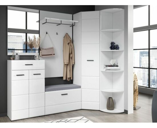 Прихожая «Йорк» угловая, Белый/белый глянец | Интернет магазин мебели и декора LifeDekor