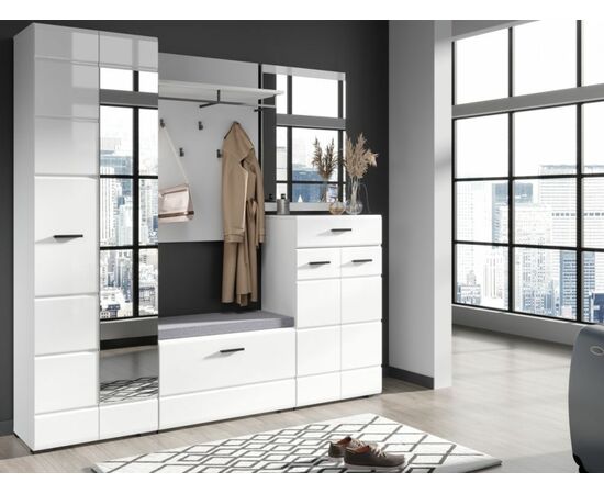 Прихожая «Йорк», Белый/белый глянец, изображение 2 | Интернет магазин мебели и декора LifeDekor