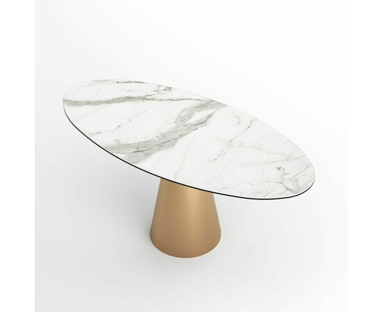 Стол овальный Lucas 160, керамика матовая, белая, изображение 2 | Интернет магазин мебели и декора LifeDekor