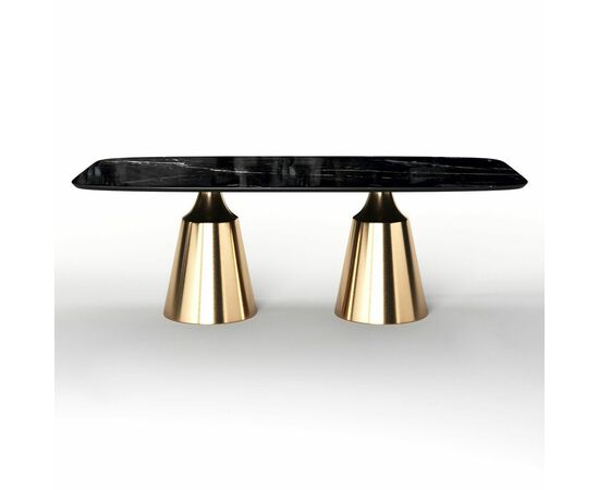 Стол овальный Lucas 230, керамика глянцевая, черная | Интернет магазин мебели и декора LifeDekor