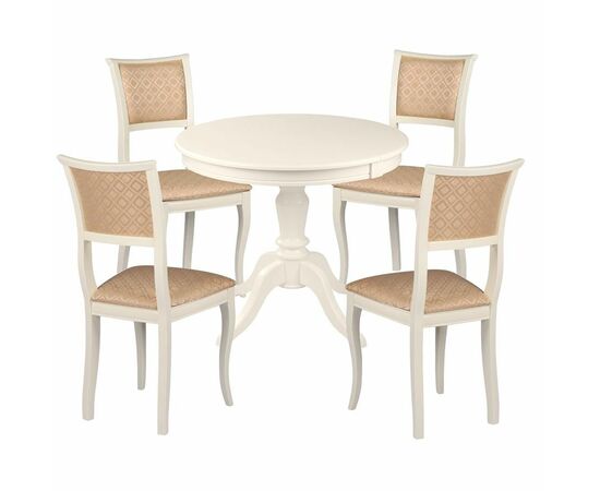 Обеденная группа стол Эгина + стул Кентавр 4 шт (Эмаль 11/ткань стула Santa Beige) | Интернет магазин мебели и декора LifeDekor