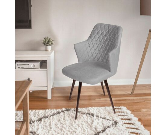 Стул поворотный на 360 градусов Hunt ромб, бархат светло-серый 26 / чёрный конус, изображение 8 | Интернет магазин мебели и декора LifeDekor