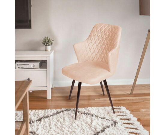 Стул поворотный на 360 градусов Hunt ромб, бархат бежевый 5 / чёрный конус, изображение 8 | Интернет магазин мебели и декора LifeDekor