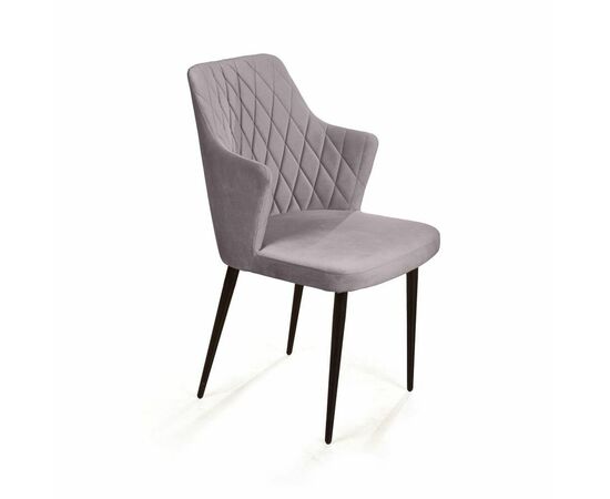 Стул с подлокотниками Hunt ромб, бархат светло-серый 26 / чёрный конус | Интернет магазин мебели и декора LifeDekor