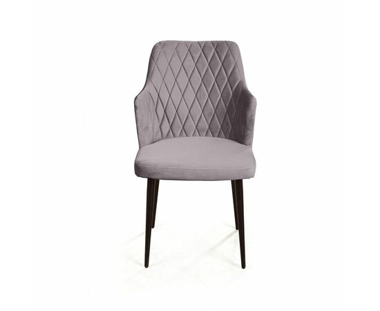 Стул с подлокотниками Hunt ромб, бархат светло-серый 26 / чёрный конус, изображение 2 | Интернет магазин мебели и декора LifeDekor