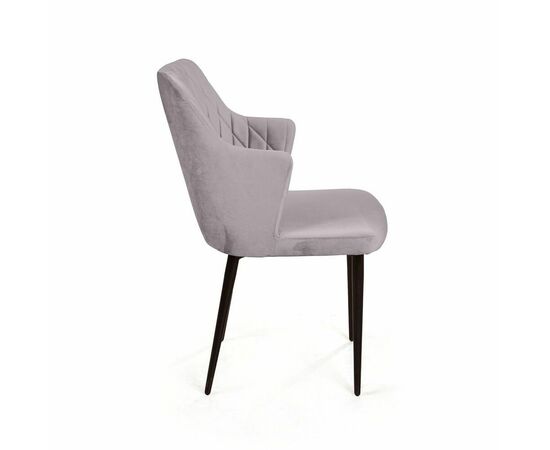 Стул с подлокотниками Hunt ромб, бархат светло-серый 26 / чёрный конус, изображение 3 | Интернет магазин мебели и декора LifeDekor