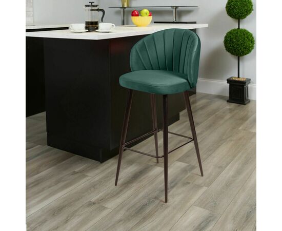 Стул барный Mont Blanc, бархат изумрудный 87 / черный конус, изображение 4 | Интернет магазин мебели и декора LifeDekor